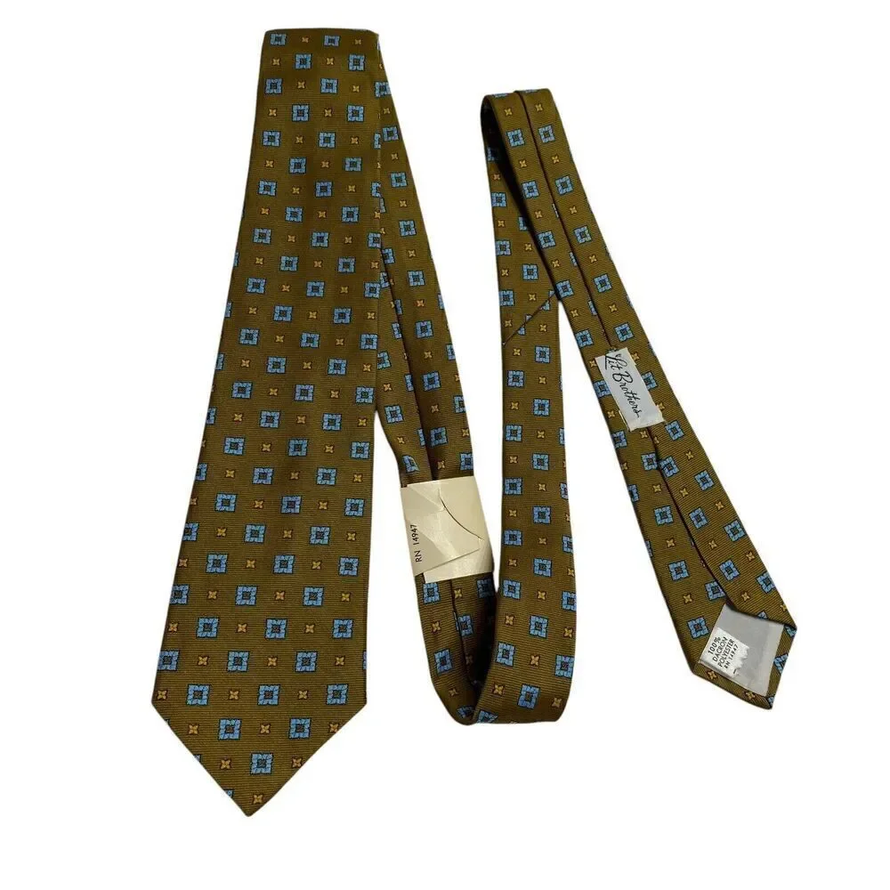 Vtg Clover Cravat Co Tie Necktie Polyester Green Squares Cassic Office NEW